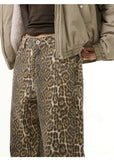OTUSI 2024 New Fashion Pants Men's trendy Y2K men styleLeopard Print Jeans0315