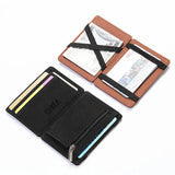 OTUSI Mini Men Card Holder Wallets Zipper Coin Pocket Slim Magic Male Wallet Quality PU Leather Credit Bank Card Case Small Men Purses