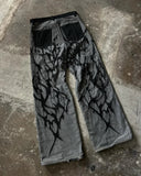 OTUSI American Y2K Streetwear High Street Goth High Waist Jeans Men's Retro Loose Hip Hop Harajuku Style Button Wide Leg Pants 0513