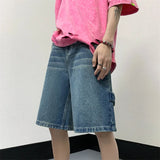 OTUSI Men Patchwork Oversized Jeans Shorts Streetwear Harajuku Denim Shorts 2024 New Hip Hop Vintage Blue Summer Casual Loose Shorts