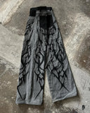 OTUSI American Y2K Streetwear High Street Goth High Waist Jeans Men's Retro Loose Hip Hop Harajuku Style Button Wide Leg Pants