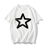 OTUSI Little Star Printed Men's T Shirt Summer Fashion Casual Short Sleeve Tee Tops Mens Cotton Linen Oversized Hip-Hop T-shirt 5XL