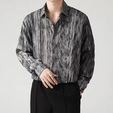 Harajuku Mens Shirts Long Sleeve Buttoned Lapel Slim Shirt Tops For Men 2024 Spring Trendy Printed Cardigan Shirt Streetwear Man