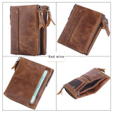 OTUSI Men Wallets 100% Genuine Cow Leather Short Card Holder Leather Men Purse High Quality Luxury Brand Male Wallet