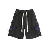 OTUSI American Embroidered Denim Shorts men's summer fashion brand street straight pants worn loose ruffian handsome Capris