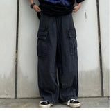 OTUSI Men Summer Outfit 2024 Men Jeans Patchwork Multi-Pocket Couple Denim Pants Beggar Style cargo pants High Street Casual Male Streetwear baggy jeans