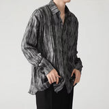 Harajuku Mens Shirts Long Sleeve Buttoned Lapel Slim Shirt Tops For Men 2024 Spring Trendy Printed Cardigan Shirt Streetwear Man
