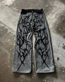 OTUSI American Y2K Streetwear High Street Goth High Waist Jeans Men's Retro Loose Hip Hop Harajuku Style Button Wide Leg Pants