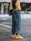 OTUSI Men Summer Outfit 2024 New Hip Hop Harem Jeans Pants Men Loose Joggers Denim Casual Sweatpants Korean Style Ankle Length Trousers Streetwear