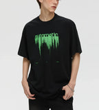 OTUSI 2024 Same style as Dylan Wang]KREATE Classic Slurry Print High Street Fashion Brand Short Sleeve T-shirt for Men and Women