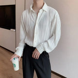 OTUSI Spring Autumn Loose Casual Long Sleeve Shirts for Men Korean Fold Design Solid Color Blouse Temperament New Fashion Simple Tops