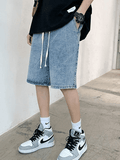 OTUSI Men Spring Outfits Men's Washed Skate Denim Shorts