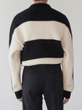 OTUSI 2024 New Fashion  Man Sweater Mens Color Block Patchwork Lapel Sweater SKUK31913