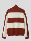 OTUSI 2024 New Fashion  Man Sweater Mens Color Block Patchwork Lapel Sweater SKUK31913