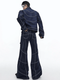 Otusi  Oversize Stitch Denim Jacket & Wide-leg Stitch Denim Jeans Setup NA676