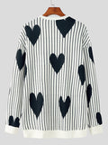 OTUSI 2024 New Fashion  Man Sweater Mens Heart Striped Print Long Sleeve Sweater SKUJ91668