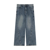 OTUSI 2024 New Fashion Pants Men¡®s trendy Y2K men styleBlue Denim Jacket & Wide-leg Jeans Set