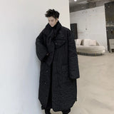 OTUSI Men's 2024 Winter Coat Loose Oversize Thin Cotton Clothes Trend Medium And Long Sleeve Padded Jacket Diamond Quilted Jacket