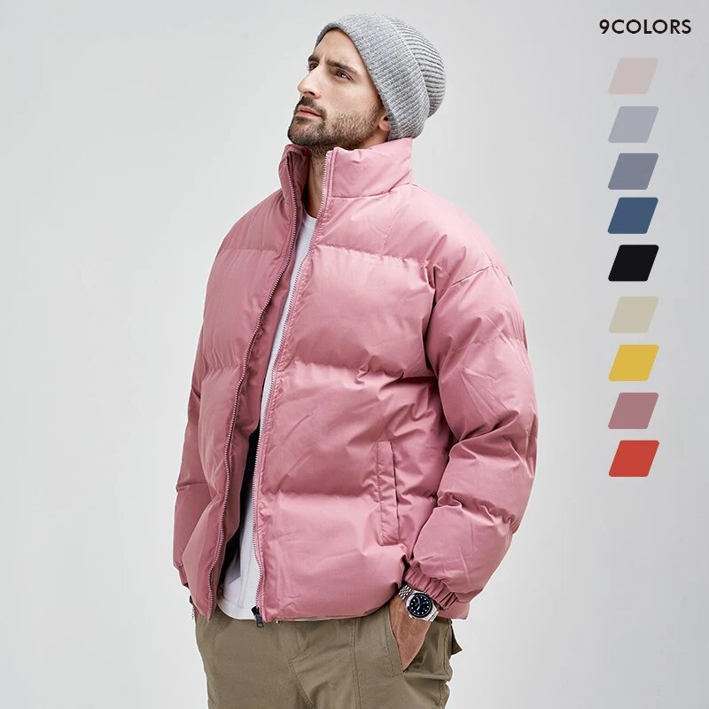 OTUSI  2024 Winter New Men Padded Cotton Jacket Coat Plus Size 8XL Outerwear Warm Quilted Parka All-match Loose Basic Puffer Jacket Men