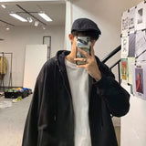 skater boy outfits Cheap School New Cardigan Sweater Men's and Women's Hong Kong Style Thin Jacket Loose Student Versatile Color Hooded Thin Jacket