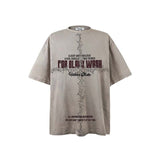 t shirt American High Street Vintage Washed Old Thorn Letter Printed Short-Sleeved T-shirt Men's Summer Loose Top