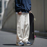 men outfits 2024 Spring Pants Men's Japanese Simple Fashion Brand High Street Straight Mop Pants Solid Color Wide Leg Casual Trousers Men