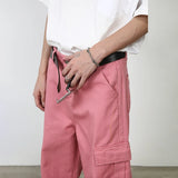 OTUSI Pink Cargo Jeans Pants Men Oversize Wide Leg Denim Trousers Male Loose Casual Japanese Streetwear Hip Hop Pocket