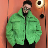 OTUSI Hot Sale Ruffian Jacket Lamb Plush Plus Cotton Thick Spring Trendy Baseball Clothes Lovers Jacket Single-breasted Hipster Coat