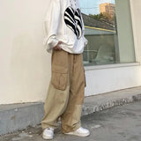 OTUSI Baggy Black Cargo Pants for Men Khaki Cargo Trousers Male Vintage Loose Casual Autumn Japanese Streetwear Hip Hop Retro