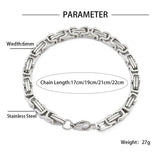 OTUSI Hip Hop High Quality 316l Stainless Steel 6mm Byzantine Link Bracelets For Men Cuba Emperor Chains Jewelry