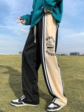OTUSI  Y2k Preppy Casual Sport Sweatpants Men Streetwear Hip Hop Stripe Straight Long Trousers Oversize Wide Leg Pants 2024 New
