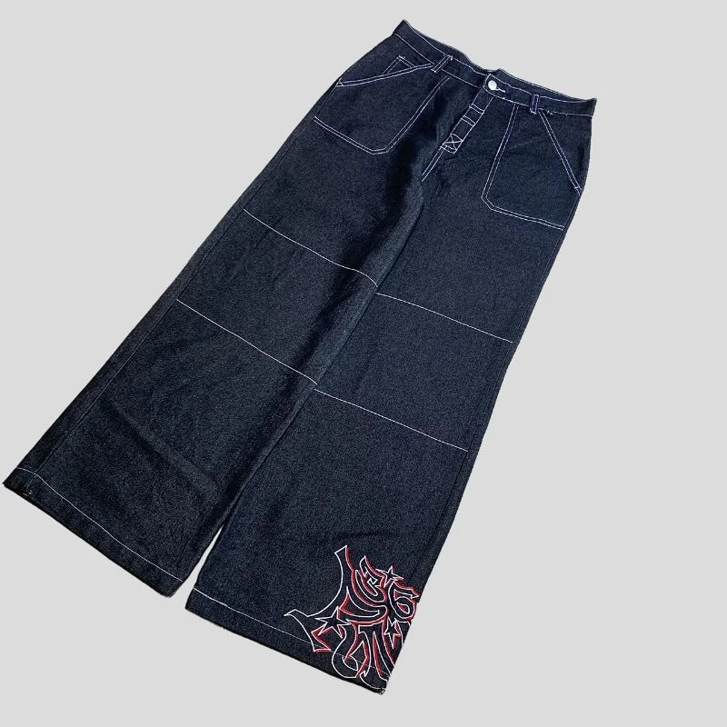 OTUSI  Y2K men clothing baggy jeans Harajuku Pattern Gothic Streetwear Men Women Rock cargo pants men Vintage Loose baggy jeans