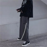 OTUSI Male Trousers Black Autumn Men's Cargo Pants Straight Aesthetic Slacks Emo With Korean Style Y2k Loose Clothing Regular Fit