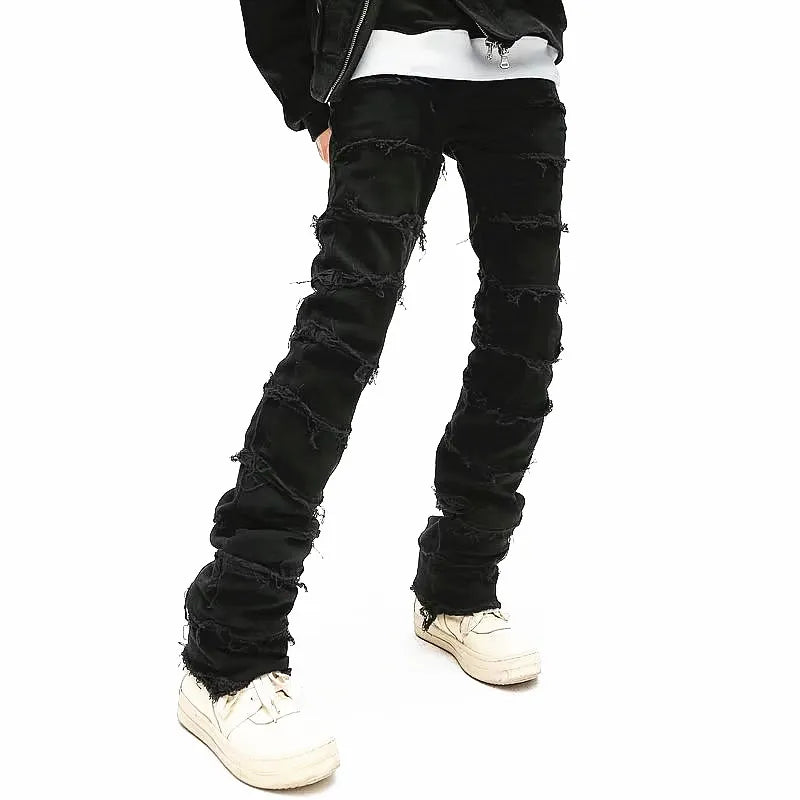 OTUSI 2024 Grunge Clothes Y2K Streetwear Black Slim Stacked Jeans Pants For Men Kanye Hip Hop Women New Long Trousers Vetements Homme