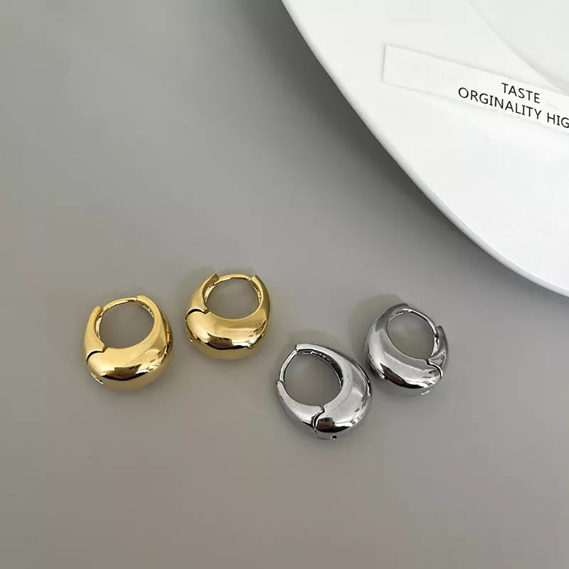 Otusi-925 Sterling Silver Vintage Gold Round Earrings For Women Trendy Earring Jewelry Prevent Allergy Party Accessories Gift