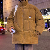 Bomve Solid Color Oversize Winter Coat Casual Thicken Men's Winter Coat Streetwear Trend Bubble Jacket Comfortable Puffer Jacket Men