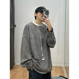 OTUSI Gothic Suede Leather Feeling Men Hoodies Sweatshirts Fashion Loose Streetwear Hip Hop Solid Color Fall New Male Pullovers