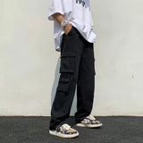 OTUSI Cargo Pants Multi-pocket Overalls Men's Harajuku Loose Trousers Streetwear High Street Full Length Fashion Men Thin Casual Pants