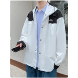OTUSI Men Outfit Windbreaker Men Coat Spring Hip Hop Loose Raincoat Korean Version Unisex Waterproof Jacket Couple Streetwear Men Sportwear B0137