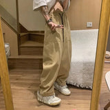 OTUSI Trousers Man Straight Cargo Pants for Men Wide Khaki Korean Style Regular Fit Street Y2k Clothing Emo Large Size Long Fashion