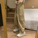 OTUSI Trousers Man Straight Cargo Pants for Men Wide Khaki Korean Style Regular Fit Street Y2k Clothing Emo Large Size Long Fashion