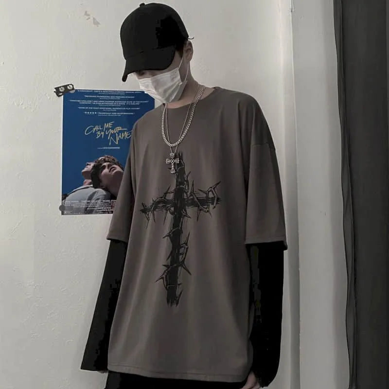 OTUSI Men T Shirts autumn men Clothes anime casual Long Sleeved Oversized Y2K T-Shirt Harajuku Streetwear Academia Hip Hop tee tops