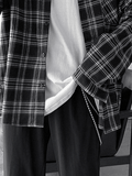 OTUSI Men Spring Outfits Men's Long Sleeve Checkered Button Shirt