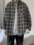 OTUSI Men Spring Outfits Men's Long Sleeve Checkered Shirt