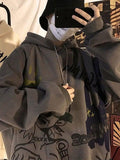 OTUSI Men Spring Outfits Men's Oversize Graffiti Print Hoodie