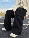 OTUSI Men Spring Outfits Men's Strap Detail Pocket Loose Cargo Pants