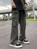 OTUSI Men Spring Outfits Men's Strap Detail Pocket Loose Cargo Pants