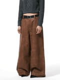 Otusi design retro brown washed leather pants na767