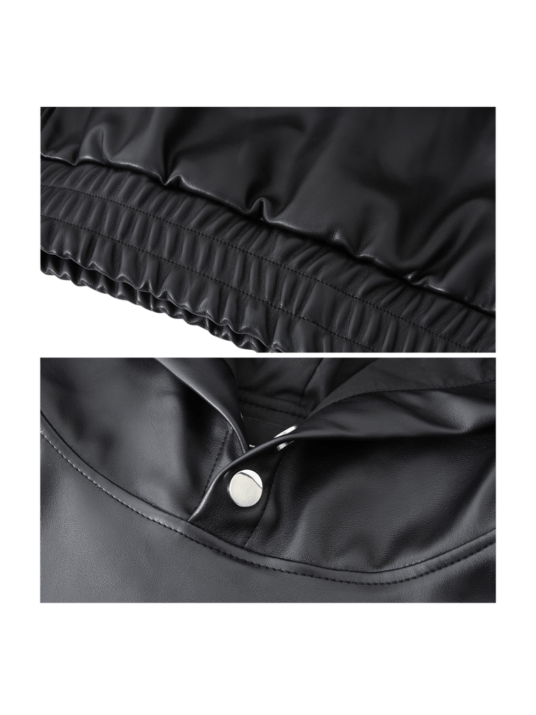 Otusi [CUIBUJU] American retro pu leather hooded na660