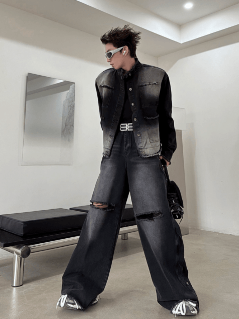 Otusi High street vibe American style wide-leg jeans na705